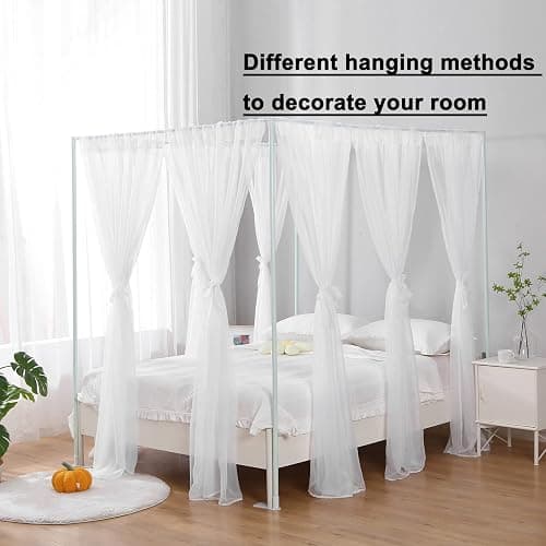 WANFASO White Canopy Bed Curtain for Twin Bed, Soft Bed Canopy Scarf for Girls Adults (Twin, White) thumbnail 4