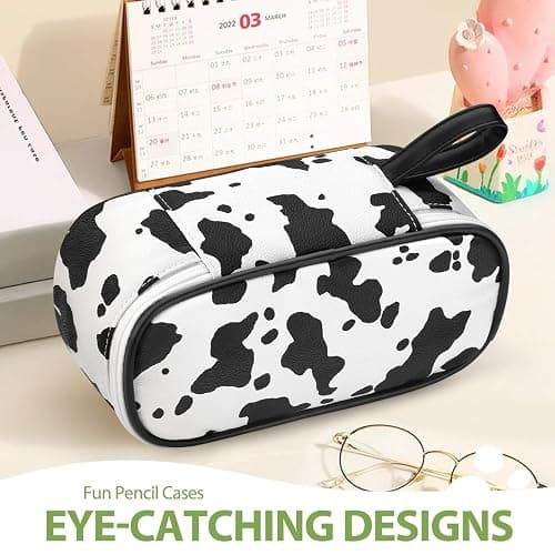 Jcocylse Large Capacity Pencil Case Portable Pencil Pouch Bag School Supplies for College Students Girls Boys Adults (Cow) thumbnail 5