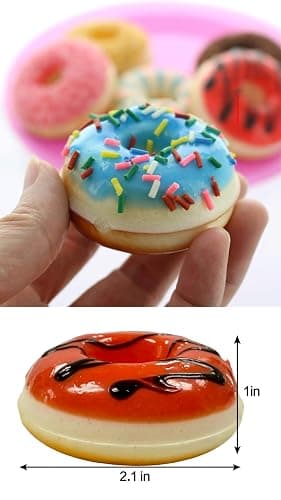 GiftExpress 6 pcs Realistic Artificial Toy Donuts, Scented Fake Donuts, Assorted Realistic Doughnuts Toy Cakes Fake Desserts Decoration Toys, Valentine bv Donut Party Decoration, Prop Food thumbnail 5
