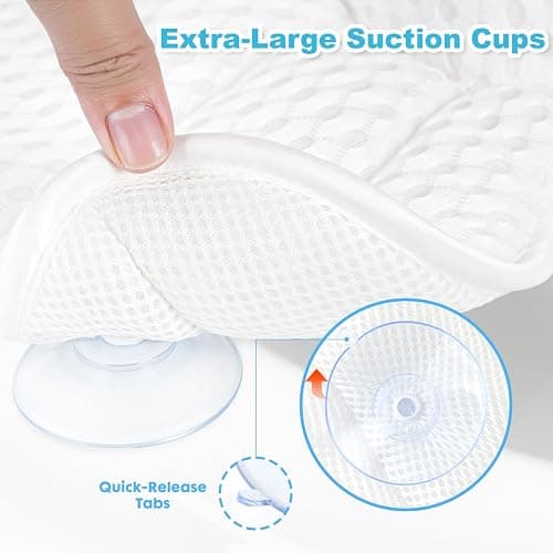 Bath Pillows for Tub, Ergonomic Bathtub Pillow for Head, Neck & Back Support, Soft Spa Cushion Washable with 4D Mesh & Non-Slip Suction Cups, Relaxing Hot Tub Accessories & Spa Gifts for Women and Men thumbnail 3
