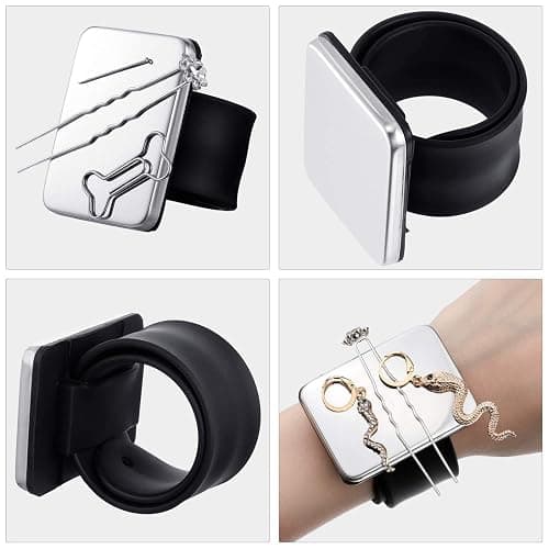 2 Pieces Magnetic Pincushion and Wristband Holder for Quilting, Sewing Pins, Hair Clips - Silicone Wrist Strap, Flannelette Bag thumbnail 2