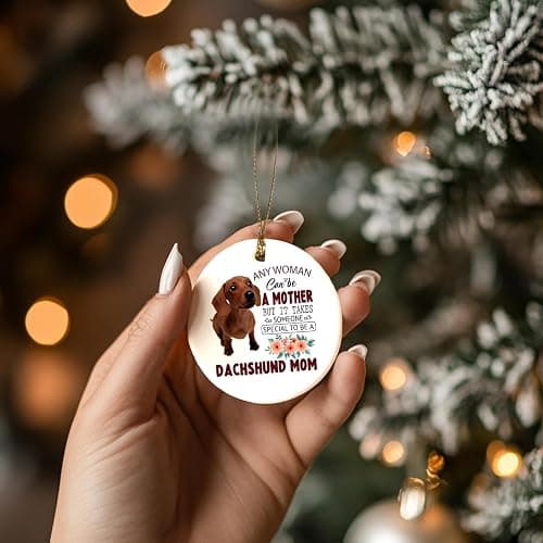 Dachshund Ornaments for Christmas Tree, Ceramic Hanging Decorative Gifts for Women Mom, Weiner Dog Gifts for Dogs Mom Ceramic Ornaments, Dachshund Decorative Hanging Ornament thumbnail 2