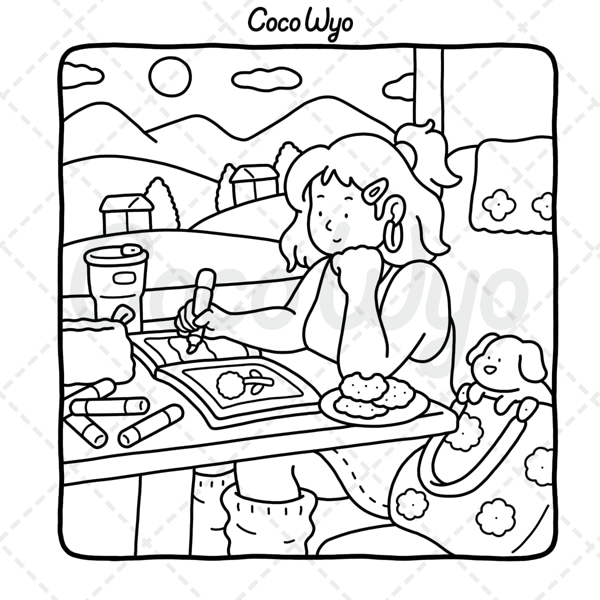 Girl Moments: Vol. 2 Coloring Book for Adults and Teens Featuring Cute Cozy Daily Activities for Relaxation thumbnail 11