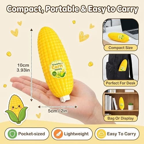 Crunchy Corn Squishy ASMR Sensory Fidget Toy, Realistic Fake Corn Squishy | Block-Filled Soft Squeeze Stress Relief Toy, Popcorn Squishy & Candy Corn Desk Decor Party Favor for Adults & Teens thumbnail 2