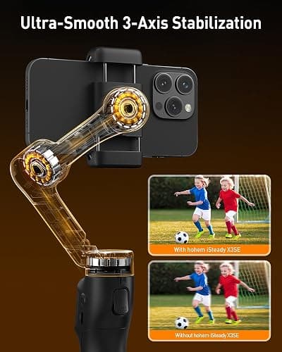hohem iSteady X3 SE Gimbal Stabilizer for iPhone, Phone Stabilizer with Detachable Remote Control, Portable Foldable 3-Axis Phone Gimbal for Android & iPhone 16 15 Pro Max, Ideal for Travel Vlogging thumbnail 2
