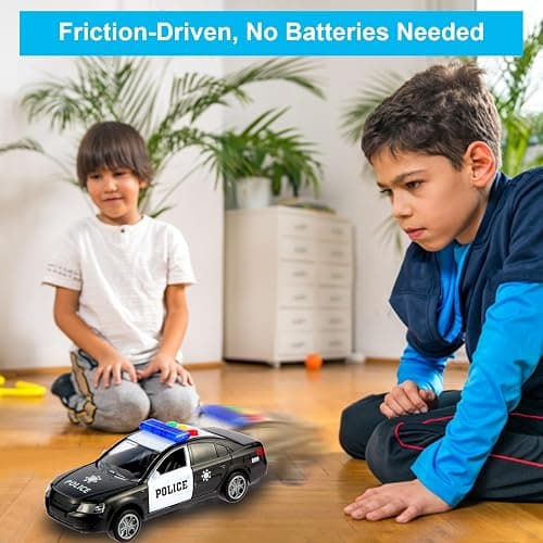 Cemirk Police Car Toy with Lights and Sounds, Friction Powered Cars for Kids, Durable 1:36 Scale Toy Car for Boys and Girls, No Battery Required thumbnail 2