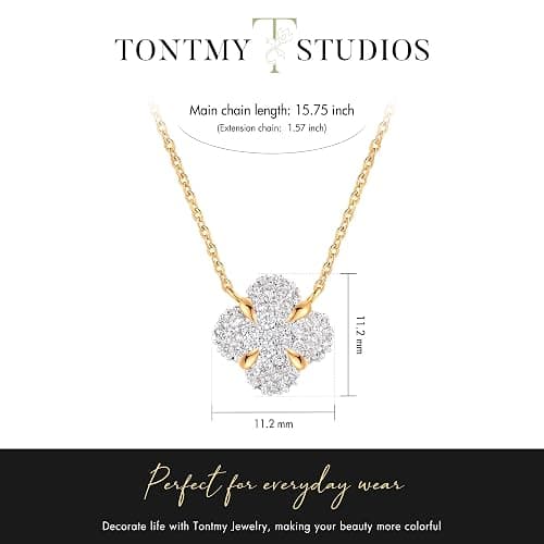 TONTMY STUDIOS Gold Necklace for Women 14K Gold Plated Simple Chain Cubic Zirconia Pendant Necklace Cute Rhinestone Solitaire Necklace Dainty Gold Jewelry for Women thumbnail 4
