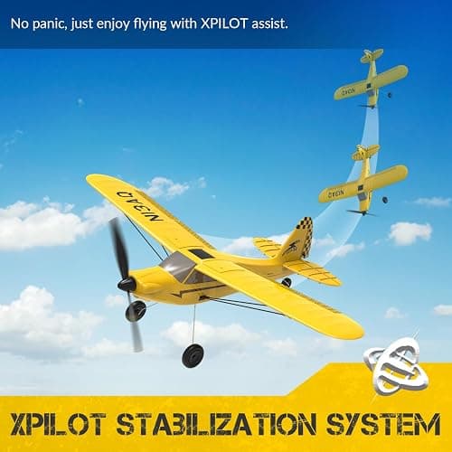 volantexrc RC Plane Trainer Sport Cub 3CH Remote Control Airplane with Prop Saver, 6-Axis Gyro Stabilizer & 3 Modes to Fly, Radio Controlled Aircraft RTF for Beginners and Adults (400mm,Yellow) thumbnail 2
