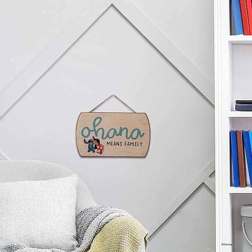 Disney Lilo and Stitch Ohana Means Family Hanging Wood Wall Decor - Cute Ohana Sign for Home Decorating thumbnail 2
