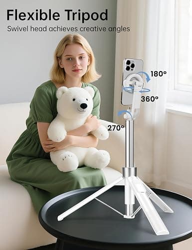 70" Magnetic Tripod for iPhone Magsafe, Extendable Selfie Stick Tripod with Rechargeable Remote & Magnetic Holder, 360° Rotatable Cell Phone Tripods Stand for Video Recording & Content Creation thumbnail 5