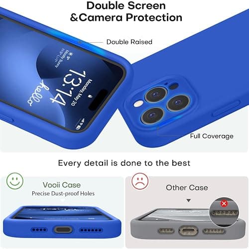 Vooii Compatible with iPhone 16 Pro Case, Liquid Silicone Upgrade [Camera Protection] [Soft Anti-Scratch Microfiber Lining] Shockproof Phone Case for iPhone 16 Pro 6.3 inch - Klein Blue thumbnail 3
