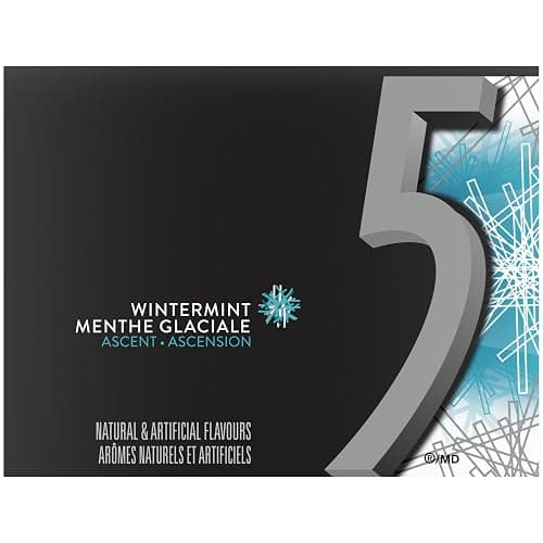 5 GUM, Wintermint-Ascent Flavoured Sugar Free Chewing Gum, 15 Sticks, 10 Packs thumbnail 4