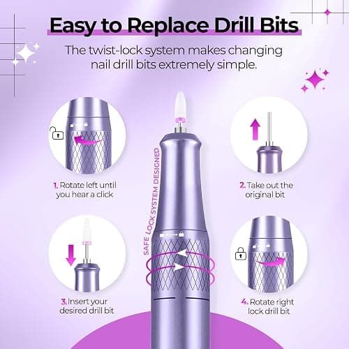 JOSGLOI Electric Nail Drill Professional: 40000RPM Electric Nail File Kit E File Nail Drill Machine with LCD Display for Acrylic Gel Nail, Manicure Pedicure Polishing Nail Grinder for Salon Home Use thumbnail 3