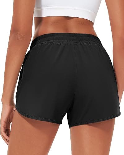 Stelle Womens 3" Running Shorts Mesh Liner High Waisted Workout Shorts Quick Dry Dolphin Athletic Shorts with Pockets thumbnail 5