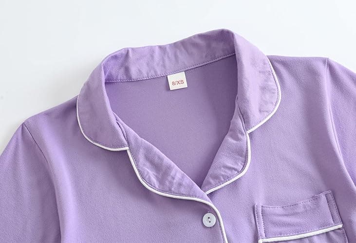 Vopmocld Unisex Kids Button Down Pajama Sets Short Sleeve & Shorts Solid Color Teens Outfit with Pockets Lounge Sets thumbnail 3