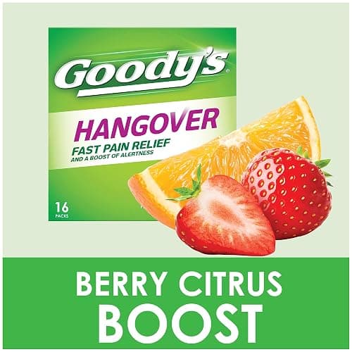 Goody's Hangover Relief Powder, Dual Action Fast Headache Pain Relief with Aspirin and Caffeine, Berry Citrus Flavor, 16 Count thumbnail 6