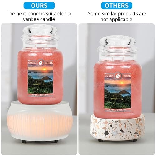 Ceramic Wax Melt Warmer for Scented Wax Warmer with 7 Colors LED Ambiance Light 3-in-1 Electric Fragrance Candle Burner for Home Office Deco Birthday Gifts for Women Girl Mom Daughter(White-02) thumbnail 7