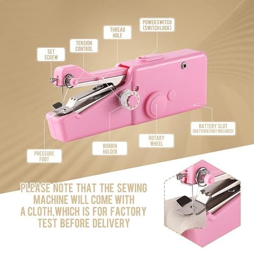 Handheld Sewing Machine CS101,Sewing Machines for Beginners,Portable Electric Mini and Samll Hand Held Sewing Machines Kit for Adults and Kids Pink Set thumbnail 6