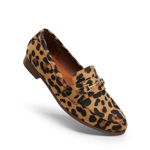 DREAM PAIRS Women's Loafers Penny Loafers Fashion Comfortable Flats Dressy Shoes - 7 - Leopard-suede thumbnail 2