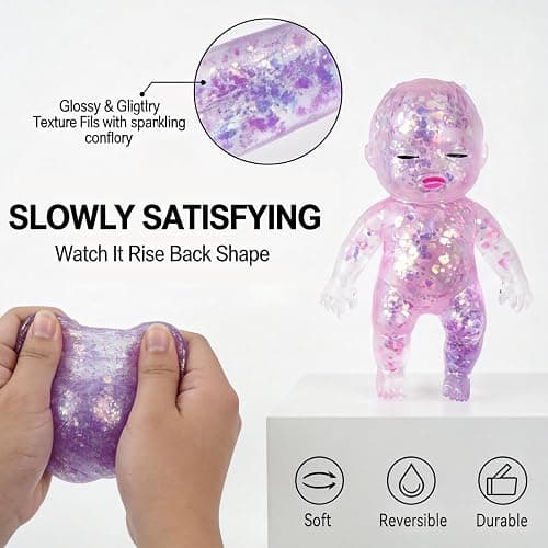 3PCS Squishies Glittery, Slow Rising Squishies, Desk Decor & Anxiety Relief | Soft Squeezable Fidget Toy, Ideal for Birthday Gifts, Party Favors, Easter Basket Stuffers thumbnail 5