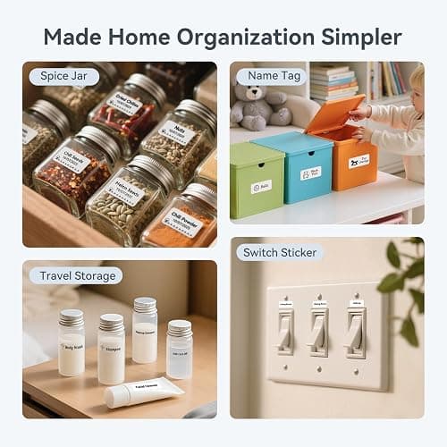NIIMBOT D110 Upgraded Version Mini Label Maker Machine with 3 Tapes, Portable Bluetooth Thermal Printer, Sticker Labeler with Multiple Templates for Office Organization Home Kitchen School, White thumbnail 3