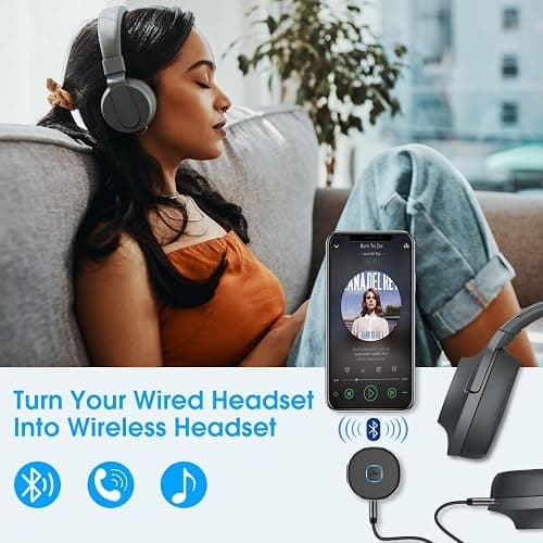 Bluetooth Receiver, LAICOMEIN Portable 3.5mm Aux Car Adapter, Bluetooth Wireless Audio Receiver for Car/Home Stereo/Wired Headphones/Speaker, 16H Battery Life thumbnail 7