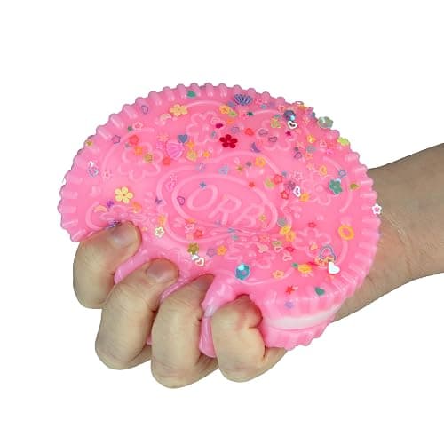 ORB Tabalicious Taba-Pops Jumbo Pink TABA Squishy Cookie - Super Soft, Jumbo Sized Sandwich Cookie - Squish, Squeeze, Pinch for Stress Relief - Play Food Squishy Fidget Toys for Kids and Adults thumbnail 3