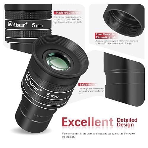 Alstar Telescope Eyepiece, 58 Degree 5mm 1.25 Inch Wide Angle Planetary Eyepiece for 1.25 Inches Astronomic Telescopes & Filters, Fully Multi-Coated Lens Telescope Accessory thumbnail 6