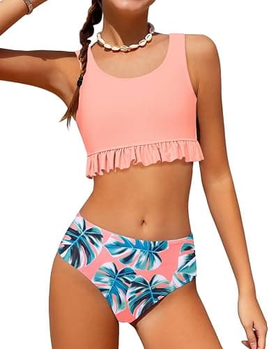 Arshiner Girls Bikini Beach Swimwear 2 Piece Swimsuits Floral Printing Bathing Suits for 4-15 Years - Image 1
