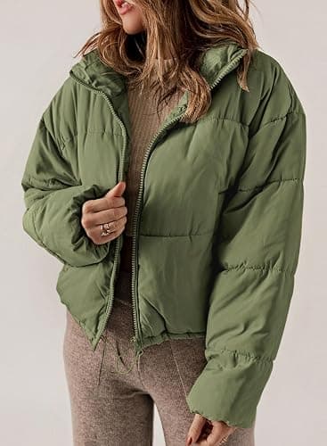 Dokotoo Womens Winter Quilted Jackets Long Sleeve Full Zip Puffer Jacket Coats with Pockets thumbnail 2