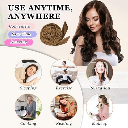 Gwabee Heatless Curls Overnight Hair Curler, 70" Soft Hair Curlers to Sleep In No Heat Curls Overnight, 9 PCS No Heat Curlers Set for Women - Golden Brown thumbnail 6