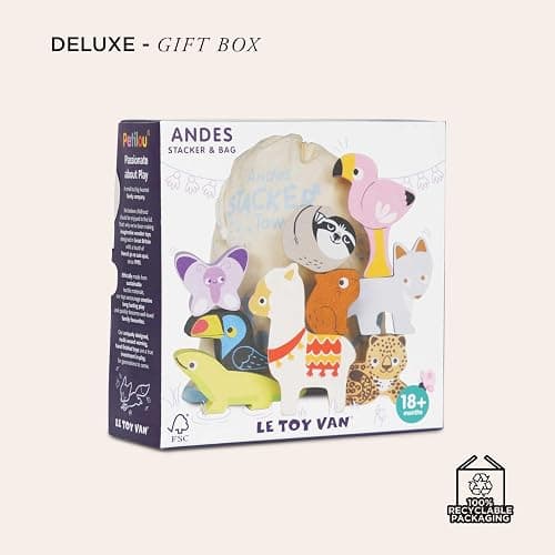 Le Toy Van Wooden South American Andes Stacking Animals & Bag | Sustainable Wooden Balancing Toy, Rainforest Animal Characters for Toddlers, Suitable for 18 Months and Up thumbnail 7