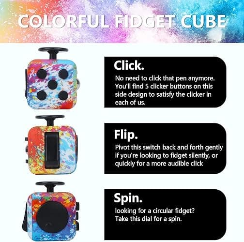 ZCOINS Fidget Cube with 6 Sides Stress Relief Fiddle Toys Fidget Toys for Adults and Teens -Colorful thumbnail 4
