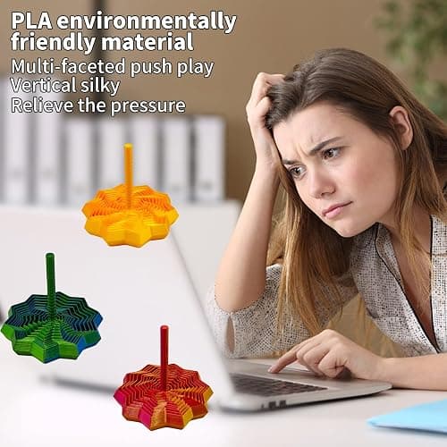 Printed Expanded Sensory Star,Multi-Faceted Stress Relief Fidget Toy, PLA Material, Vertical Silky Design, Push Play Spinner,Great Christmas & Birthday Gifts (Laser Purple 9CM) thumbnail 5