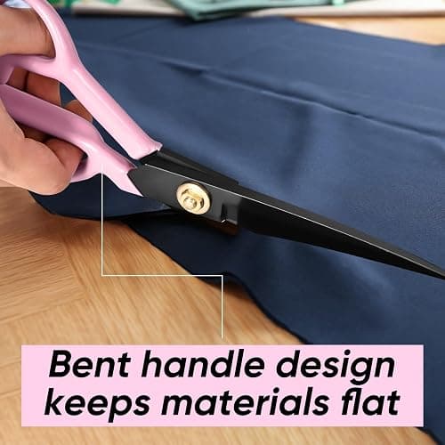 Professional Tailor Scissors Heavy Duty - Multi-Purpose Sewing Fabric Scissors for Leather Cutting Industrial Sharp Shears Home Office Arts, and Crafts (9 Inch) Pink thumbnail 7