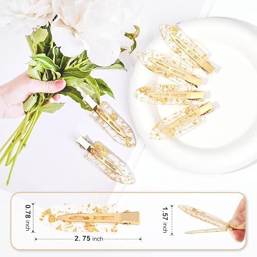 8PCS No Bend No Crease Gold Glitter Makeup Creaseless Hair Clips - Styling Hair Accessories for Bride, Women & Girls thumbnail 2
