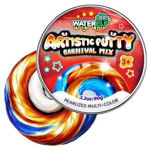 WATERELF Play Putty Slime - Stocking Stuffers for Kids, Fidget Sensory Artistic Therapy Putty Toys for Boys Girls Adults, Stress Relief Non-Sticky, Gold/Blue/Orange/White - Image 1