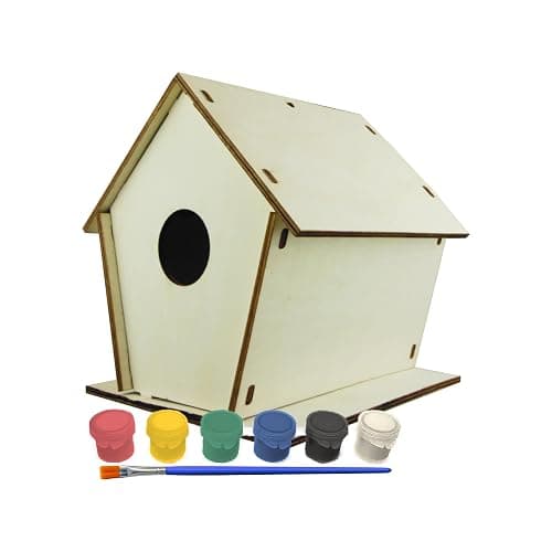 Newhouse Pet DIY Wooden Birdhouse Kit NHP-DIYH-SQ, Easy-to-Build DIY Birdhouse Kit for Kids, Arts and Crafts for Adults and Kids, Bird House for Outside with Weather-Resistant Acrylic Paints - Image 1