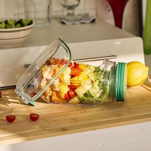 Ukisisi jar salade,Dosette à salade, pot à salade portable avec ouverture latérale,bol à salade fraîche,étui à sauce anti-fuite,Bocaux À Salade,Récipient À Pour Déjeuner,fruits thumbnail 2
