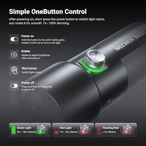 NEEWER Basics RGB Photography Flashlight,4 Colors/20 GOBO Filters/CRI95+/7500mAh,10W 6300K Portable LED Video Spotlight Patterned Ambient Aluminum Sunset Light for Recording Studio Lighting, USB, FL10 thumbnail 5