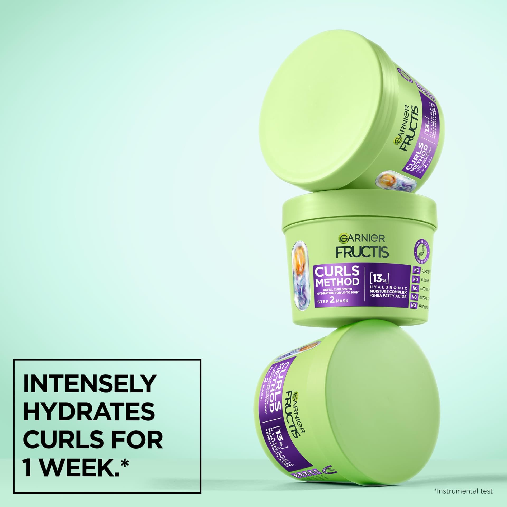 Garnier Fructis Curls Method Step 2 Mask for all curl types Refill curls with hydration for up to 100H With Hyaluronic Moisture Complex + Shea Fatty Acids Sulfate-free silicone-free Vegan 370ml thumbnail 2