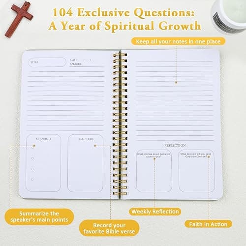 Church Notes Journal & Sermon Notes Notebook - Guided Christian Notebook for Key Points, Scripture Verses & Reflection | Spiritual Gift for Men & Women Bible Study Supplies, Green thumbnail 4