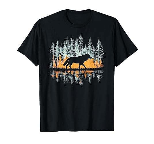 Cool Tees Graphic Wolf Nature T-Shirt - Unisex-Adults & Kids, Black, Small, Short Sleeve - Image 1