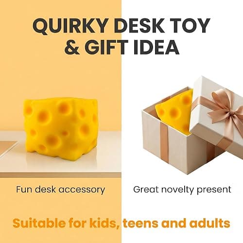 Giant Cheese Squishy Toy, 10cm Slow Rising TPR Squeeze Toy | with EVA Foam Filling, Jumbo Sensory Fidget Toy and Novelty Desk Gift for Kids, Teens and Adults thumbnail 8
