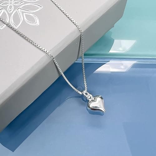 Tiny Delicate and Dainty Sterling Silver Heart Necklace for Girls, Daughter Birthday Gift, Granddaughter Gift Necklace, 14 inches plus 2-inch extender thumbnail 3