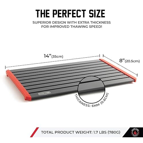 BLAZIN' THAW Defrosting Tray for Frozen Meat | 14” Large-Size | Aluminium Plate for Thawing Frozen Food | Natural Thawing Process | No Microwaves, No Cold/Warm Water Required | thumbnail 3