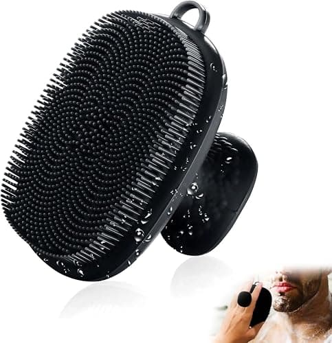 Face Scrubber, Silicone Face Scrubber for Men Facial Cleansing Brush Silicone Face Wash Brush Manual Waterproof Cleansing Skin Care Face Brushes for Exfoliating- Black - Image 1