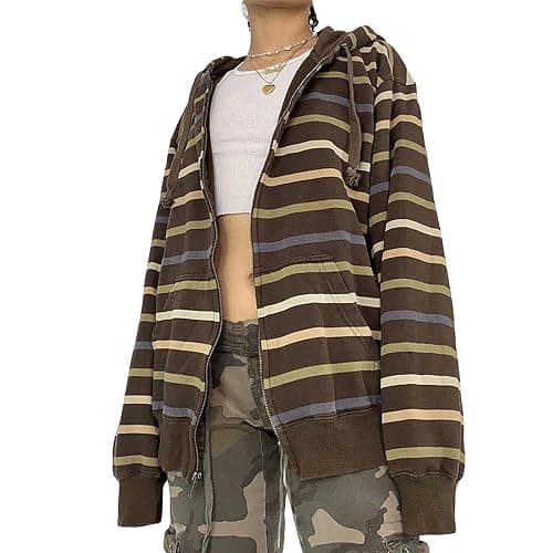 Mtsebmves Women's Zip Up Hoodie Sweatshirt Long Sleeve Oversized Casual 90S Y2K E-Girl Streetwear Grunge Jacket with Pocket thumbnail 2