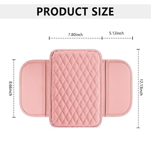 Upgraded Car Center Console Cover,Microfiber Leather Car Armrest Cover Cushion with 2 Storage Bags,Universal Car Armrest Storage Box Car Interior Accessories for Most Cars (Pink) thumbnail 2