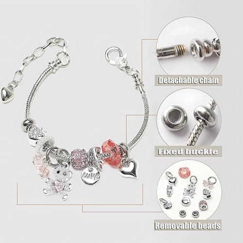 DS Charm Bracelets for Girls Adjustable Silver Stainless Steel Gift Box | Cute Cartoon Charms,Friendship Jewelry,Birthday Gifts,Teen Kid Fit, Tarnish Resistant,Stackable Trendy Daily Wear thumbnail 4